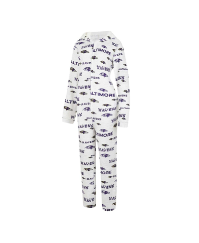 Concepts Sport Cream Baltimore Ravens Docket Hoodie Full-zip Union Suit In Cream
