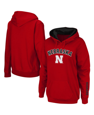 Shop Colosseum Women's Scarlet Nebraska Huskers Arch And Logo 1 Pullover Hoodie