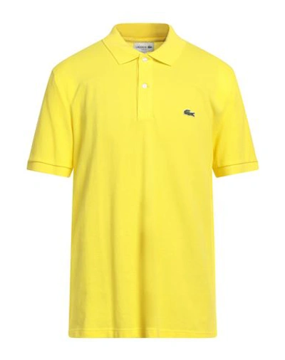 Shop Lacoste Man Polo Shirt Yellow Size 9 Cotton, Elastane