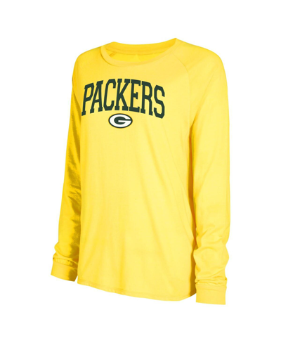 Shop Concepts Sport Women's  Green, Gold Green Bay Packers Raglan Long Sleeve T-shirt And Shorts Lounge Se In Green,gold