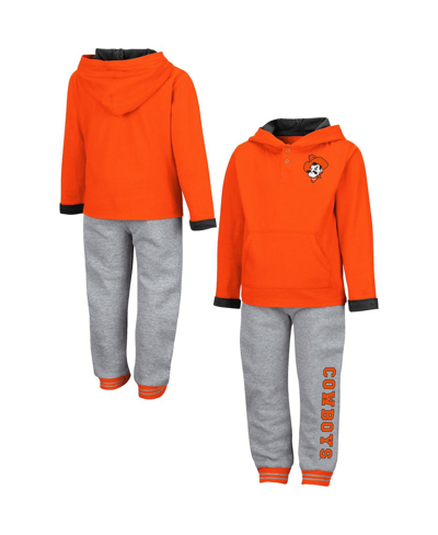 Shop Colosseum Toddler Boys  Orange And Heathered Gray Oklahoma State Cowboys Poppies Pullover Hoodie And  In Orange,heathered Gray