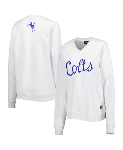 The Wild Collective Women's  White Indianapolis Colts Cheer V-neck Fleece Pullover Sweatshirt In White