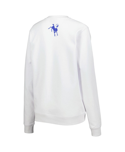 The Wild Collective Women's  White Indianapolis Colts Cheer V-neck Fleece Pullover Sweatshirt In White