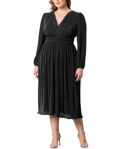 Shop Kiyonna Women's Plus Size Sophie Pleated Cocktail Dress In Onyx