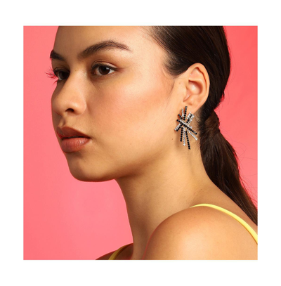 Sohi Multi Color Multi Colour Rhinestones Designer Earrings For Women's In Black