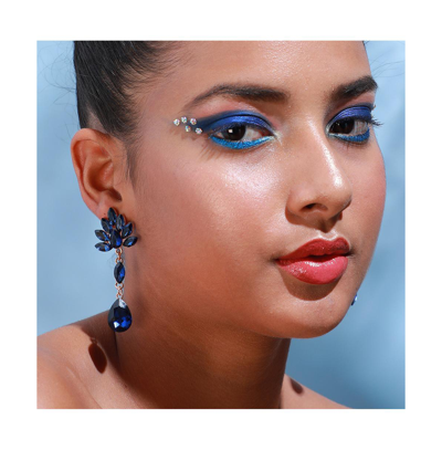 Shop Sohi Women's Blue Flora Teardrop Earrings