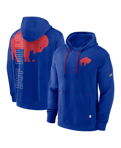 Shop Nike Men's  Royal Buffalo Bills Throwback Layered Logo Statement Pullover Hoodie