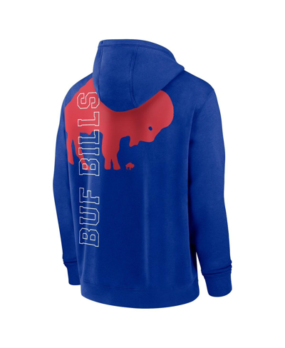 Shop Nike Men's  Royal Buffalo Bills Throwback Layered Logo Statement Pullover Hoodie