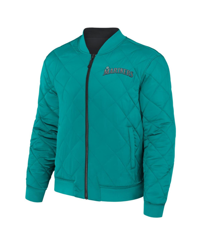 Fanatics Men's Darius Rucker Collection By  Black, Aqua Seattle Mariners Reversible Full-zip Bomber J In Black,aqua