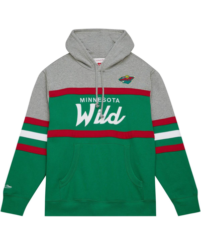 Mitchell & Ness Men's  Green, Gray Minnesota Wild Head Coach Pullover Hoodie In Green,gray