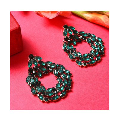 Sohi Green Designer Stone Drop Earring For Women's In Green