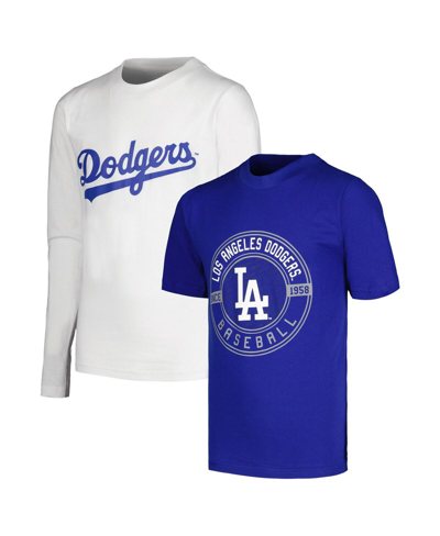 Shop Stitches Big Boys  Royal, White Los Angeles Dodgers T-shirt Combo Set In Royal,white