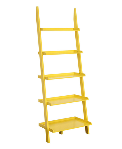 Shop Convenience Concepts 25" Solid Pine American Heritage Bookshelf Ladder In Yellow
