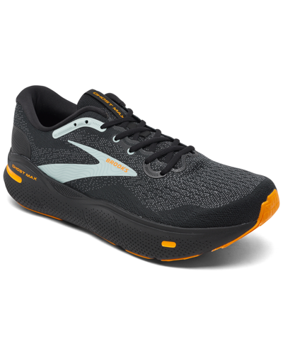 Shop Brooks Men's Ghost Max Running Sneakers From Finish Line In Black,orange,blue
