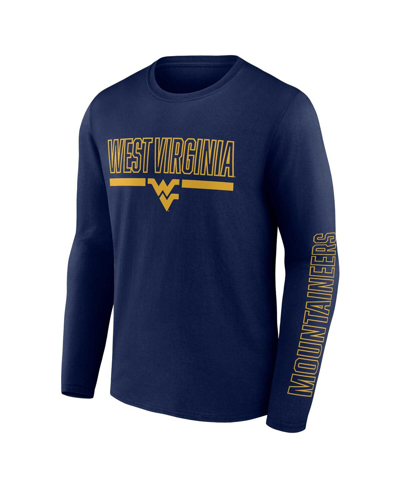 Shop Profile Men's  Navy West Virginia Mountaineers Big And Tall Two-hit Graphic Long Sleeve T-shirt