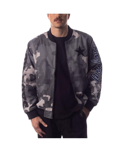 The Wild Collective Men's And Women's  Gray Distressed Dallas Cowboys Camo Bomber Jacket In Gray