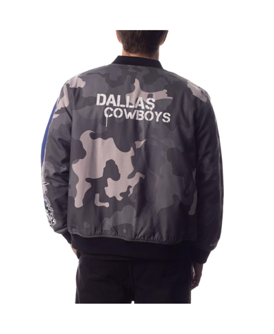 The Wild Collective Men's And Women's  Gray Distressed Dallas Cowboys Camo Bomber Jacket In Gray
