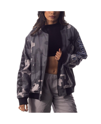 The Wild Collective Men's And Women's  Gray Distressed Dallas Cowboys Camo Bomber Jacket In Gray