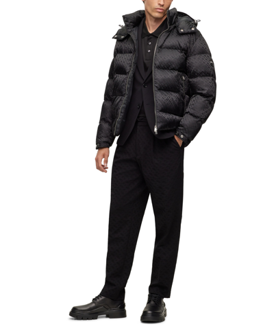 Shop Hugo Boss Boss By  Men's Monogram Water-repellent Padded Jacket In Black