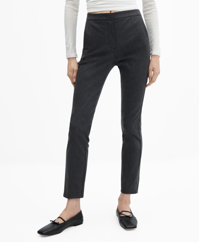 Shop Mango Women's Crop Skinny Pants In Light Heather Gray