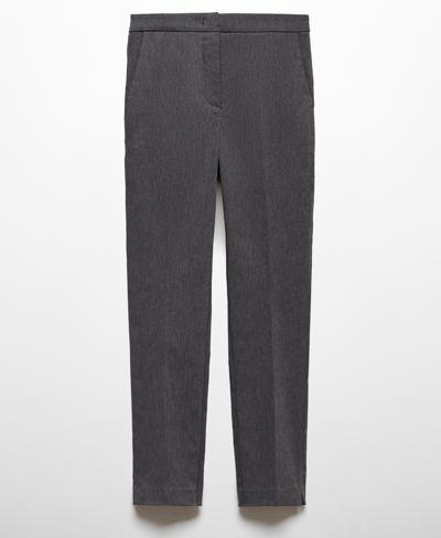 Mango Crop Skinny Trousers Navy In Light Heather Gray