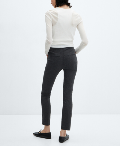 Mango Crop Skinny Trousers Navy In Light Heather Gray