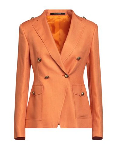 Shop Tagliatore 02-05 Woman Blazer Orange Size 10 Linen