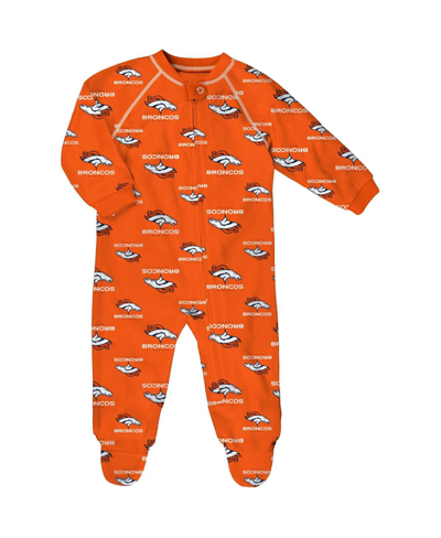 Shop Outerstuff Infant Boys And Girls Orange Denver Broncos Allover Print Raglan Full-zip Jumper