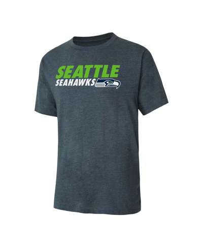 Shop Concepts Sport Men's  Navy, Charcoal Seattle Seahawks Meter T-shirt And Shorts Sleep Set In Navy,charcoal