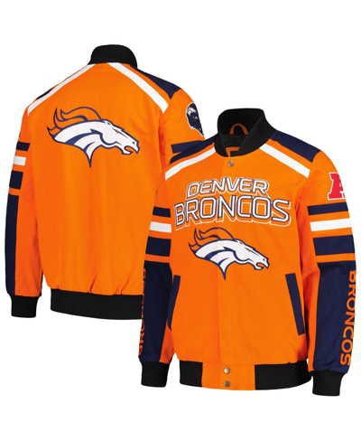 Shop G-iii Sports By Carl Banks Men's  Orange Denver Broncos Power Forward Racing Full-snap Jacket