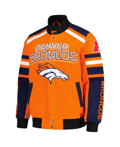 Shop G-iii Sports By Carl Banks Men's  Orange Denver Broncos Power Forward Racing Full-snap Jacket