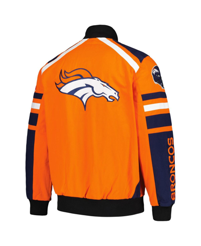 Shop G-iii Sports By Carl Banks Men's  Orange Denver Broncos Power Forward Racing Full-snap Jacket