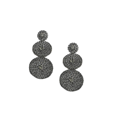 Shop Sohi Women's Black Circular Cluster Drop Earrings