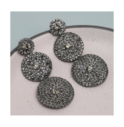 Shop Sohi Women's Black Circular Cluster Drop Earrings