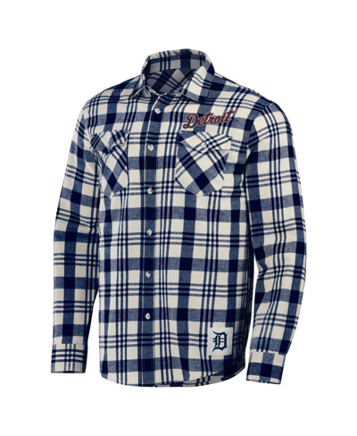 Fanatics Men's Darius Rucker Collection By  Navy Detroit Tigers Plaid Flannel Button-up Shirt In Navy