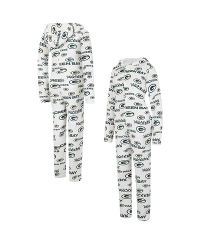 Concepts Sport Cream Green Bay Packers Docket Hoodie Full-zip Union Suit In Cream