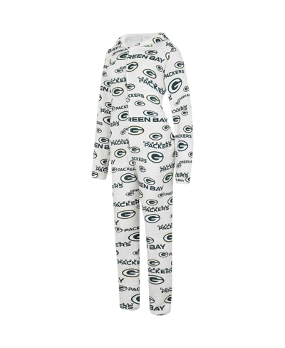 Concepts Sport Cream Green Bay Packers Docket Hoodie Full-zip Union Suit In Cream