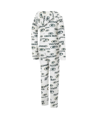 CONCEPTS SPORT WOMEN'S CONCEPTS SPORT CREAM GREEN BAY PACKERS DOCKET HOODIE FULL-ZIP UNION SUIT 