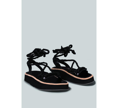 Shop Rag & Co Kendall Womens Strings Platform Leather Sandal In Black