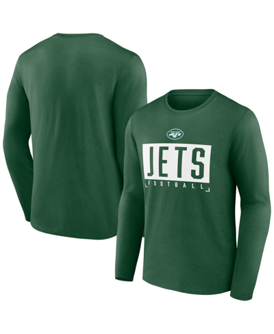 Shop Fanatics Men's  Green New York Jets Stack The Box Long Sleeve T-shirt