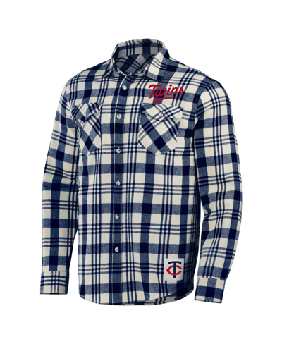 Fanatics Men's Darius Rucker Collection By  Navy Minnesota Twins Plaid Flannel Button-up Shirt In Navy
