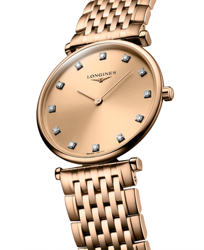 Longines Women's Swiss La Grande Classique De  Diamond (1/10 Ct. T.w.) Rose Gold Pvd Bracelet Watch 2 In Red Pvd Coating