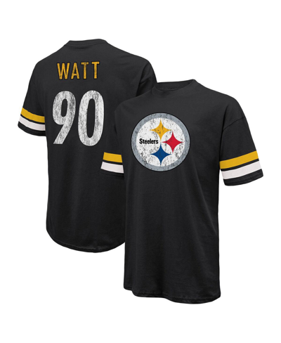 Majestic Men's  Threads T.j. Watt Black Distressed Pittsburgh Steelers Name And Number Oversize Fit T In Black