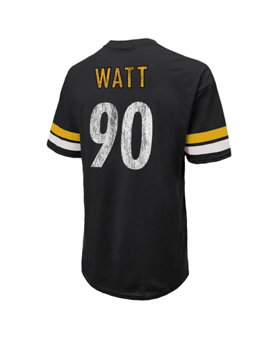 Majestic Men's  Threads T.j. Watt Black Distressed Pittsburgh Steelers Name And Number Oversize Fit T In Black