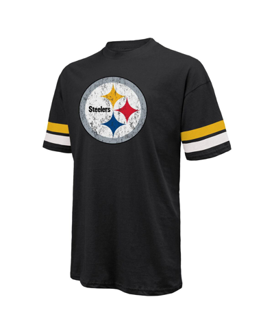 Majestic Men's  Threads T.j. Watt Black Distressed Pittsburgh Steelers Name And Number Oversize Fit T In Black