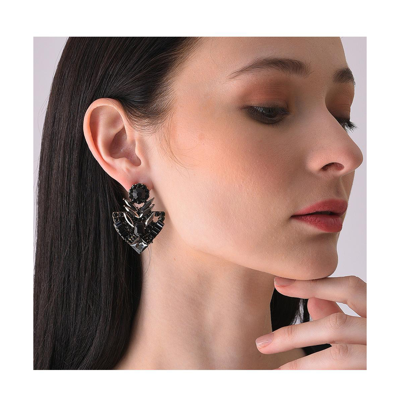 Sohi Women's Black Triangle Cluster Drop Earrings In Black