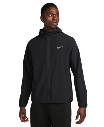 Shop Nike Men's Form Dri-fit Hooded Versatile Jacket In Black,(reflective Silv)