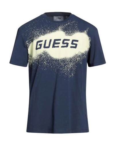 Shop Guess Man T-shirt Midnight Blue Size Xxl Cotton, Elastane