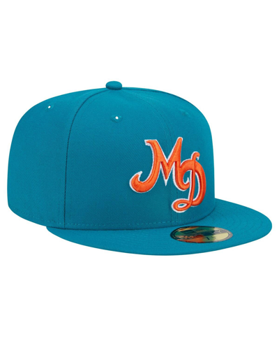 Shop New Era Men's  Aqua Miami Dolphins City Originals 59fifty Fitted Hat