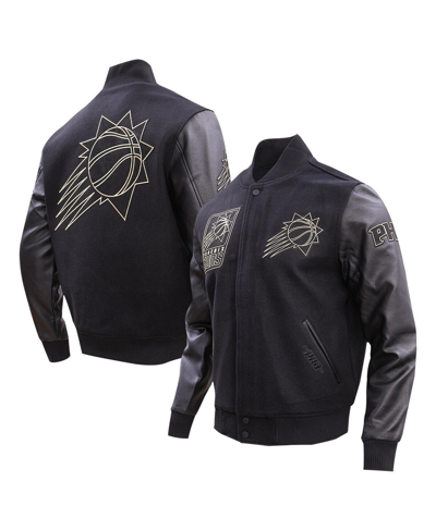 Pro Standard Black Phoenix Suns Gold Stitch Varsity Jacket In Black